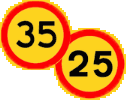 30mph and 25mph speed limit signs